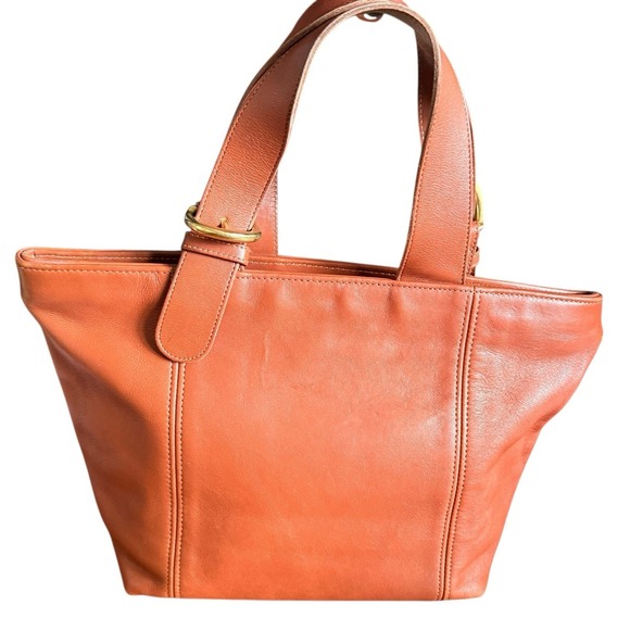 Vintage 90s Coach Waverly Small Tote Cognac Glove Tanned Leather Handbag USA - Picture 1 of 10